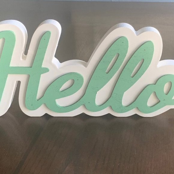 Farmhouse Hello Wood Painted Decor Sign - Picture 2 of 6